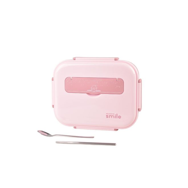 304 Stainless Steel 5 Divided Smile Lunch Box With Soup Pot – Small, Pink