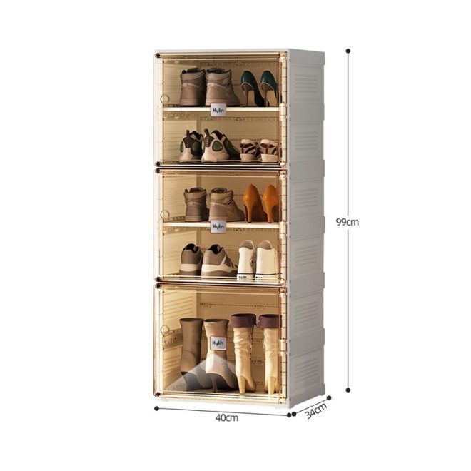 Cubes Storage Folding Shoe Cabinet – 1 Column & 5 Grids & 3 Door