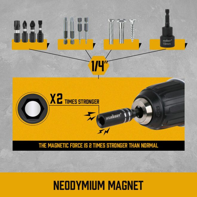 10Pc Magnetic Extension Socket Drill Bit Holder 1/4″ Hex Screwdriver Nut Driver