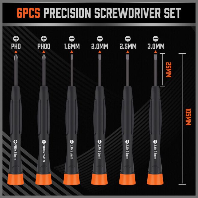 6Pc Precision Screwdriver Set Phillips Slotted Electronic PC Repair Small Driver
