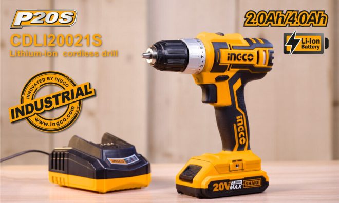 INGCO Cordless Power Drill Electric Screwdriver Drilling With Battery & Charger