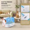 Large Foldable Cat Litter Box Plastic Toilet Easy Cleaning – Blue