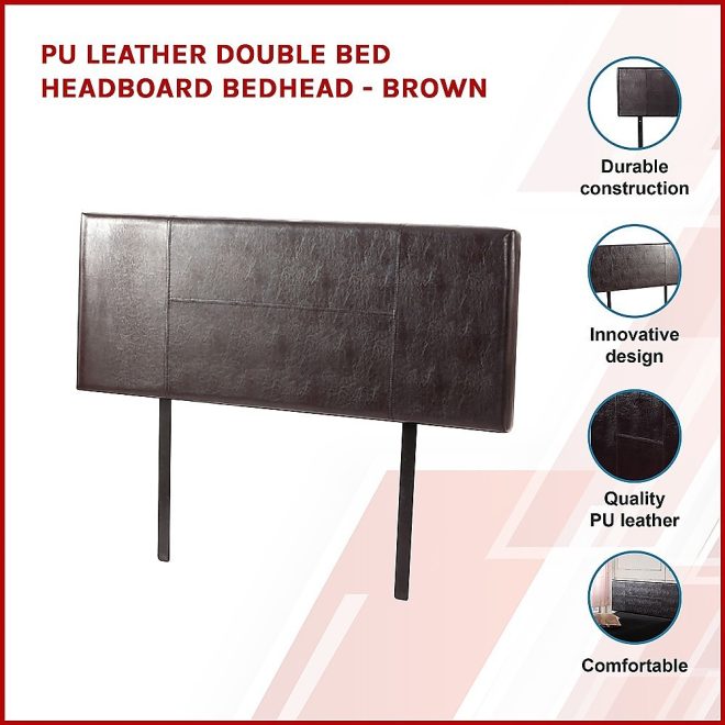 PU Leather Headboard Bedhead – DOUBLE, Brown