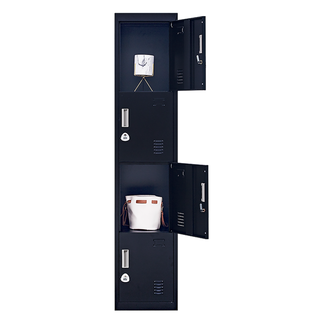4 Door Locker for Office Gym – Black, 3-Digit Combination Lock
