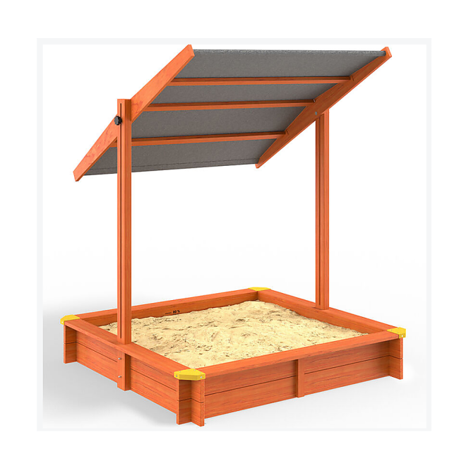 Kids Wooden Toy Sandpit with Adjustable Canopy