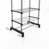 Heavy Duty Commercial Garment Rack Double Bar Rolling Collapsible Clothing Shelf