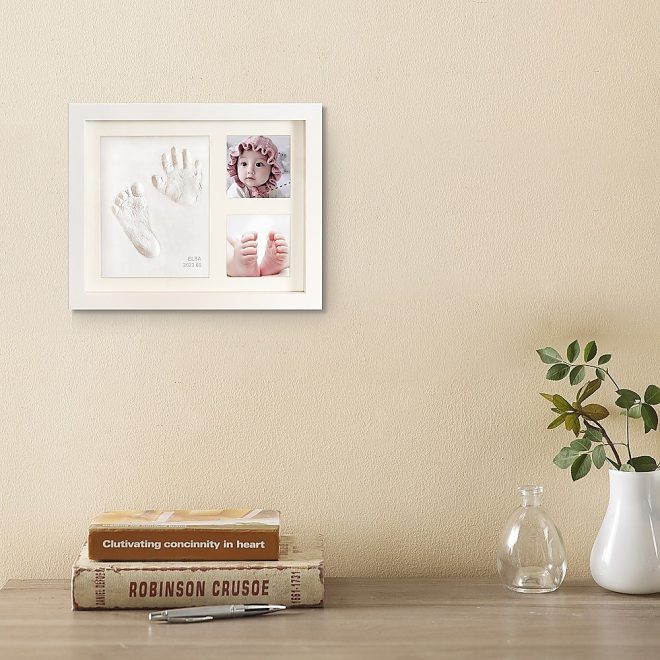 Baby Hand & Foot Print Clay Cast Kit Photo Picture Frame Christening Gift