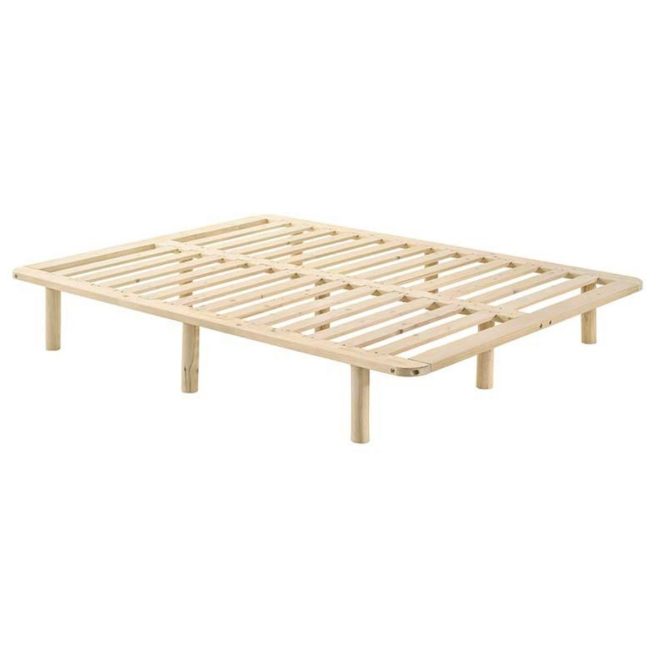 Platform Bed Base Frame Wooden Natural Pinewood – KING SINGLE