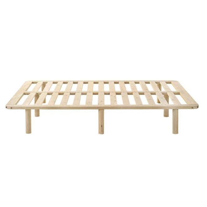 Platform Bed Base Frame Wooden Natural Pinewood – QUEEN