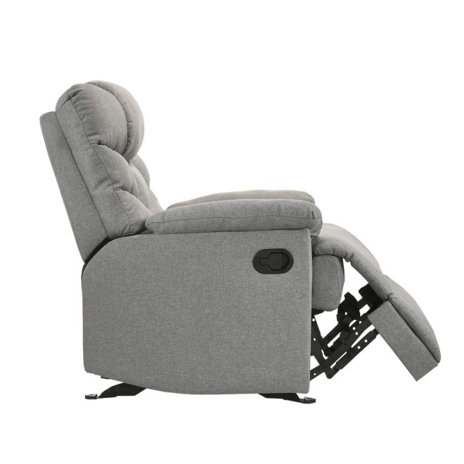 Rocking Recliner Chair Swing Glider Light Grey Fabric