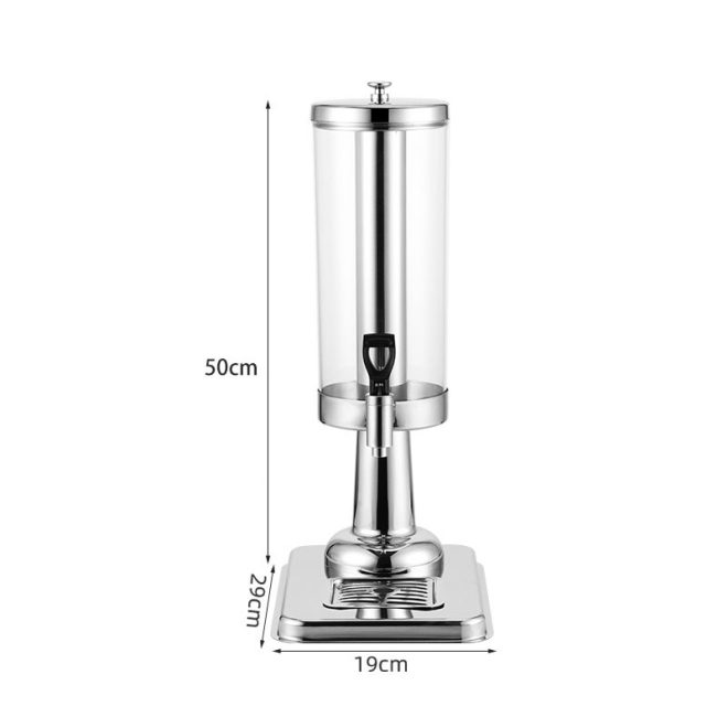 Single 3L Silver Stainless Steel Beverage Dispenser Ice Cylinder Clear Juicer Hot Cold Water Jug – 1