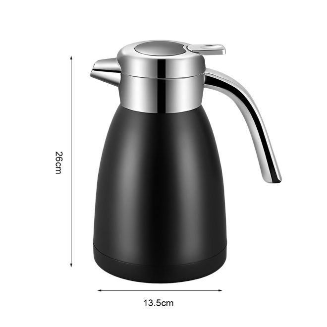 1.8L Stainless Steel Kettle Insulated Vacuum Flask Water Coffee Jug Thermal – Black, 1