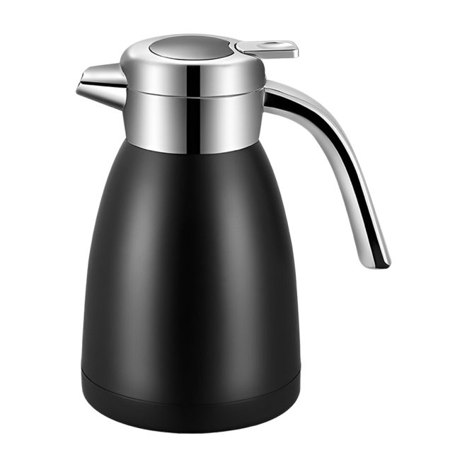 1.8L Stainless Steel Kettle Insulated Vacuum Flask Water Coffee Jug Thermal – Black, 1