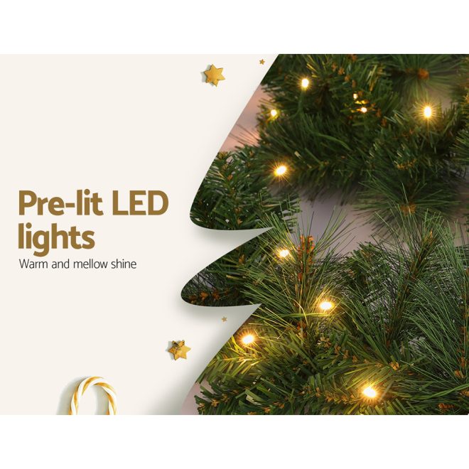 Jingle Jollys 1.8M Christmas Garland with Pre-lit LED Lights Xmas Tree Decor