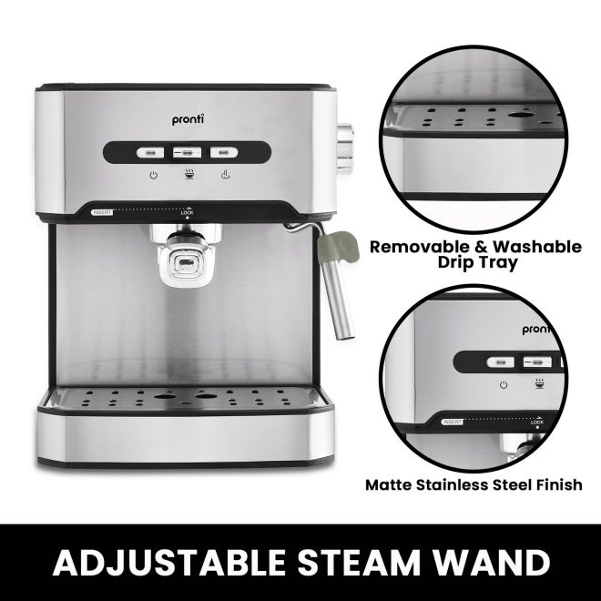 Pronti Toaster, Kettle & Coffee Machine Breakfast Set – Black