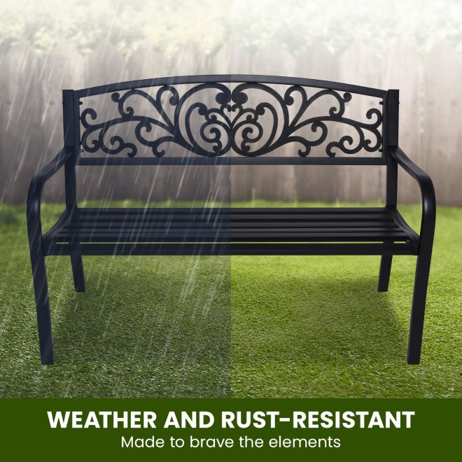 Wallaroo Steel Outdoor Garden Bench – Floral