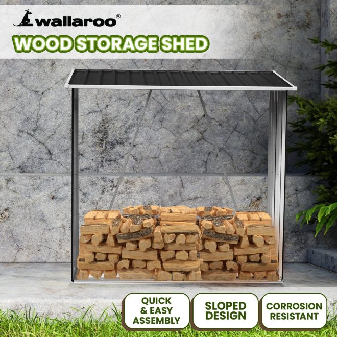 Wallaroo Wood Storage Shed Galvanized Steel – Black