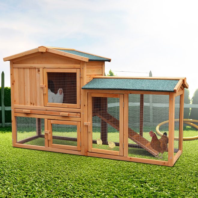 Furtastic Large Wooden Chicken Coop & Rabbit Hutch With Ramp