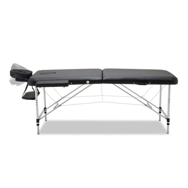 2 Fold Portable Aluminium Massage Table Massage Bed Beauty Therapy – 75 cm, Black