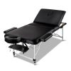 3 Fold Portable Aluminium Massage Table – 80 cm, Black