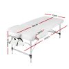 3 Fold Portable Aluminium Massage Table – 75 cm, White