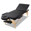 3 Fold Portable Wood Massage Table – 70 cm, Black