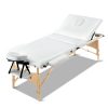 3 Fold Portable Wood Massage Table – 75 cm, White