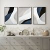 Abstract Navy Blue 3 Sets Black Frame Canvas Wall Art – 40×60 cm