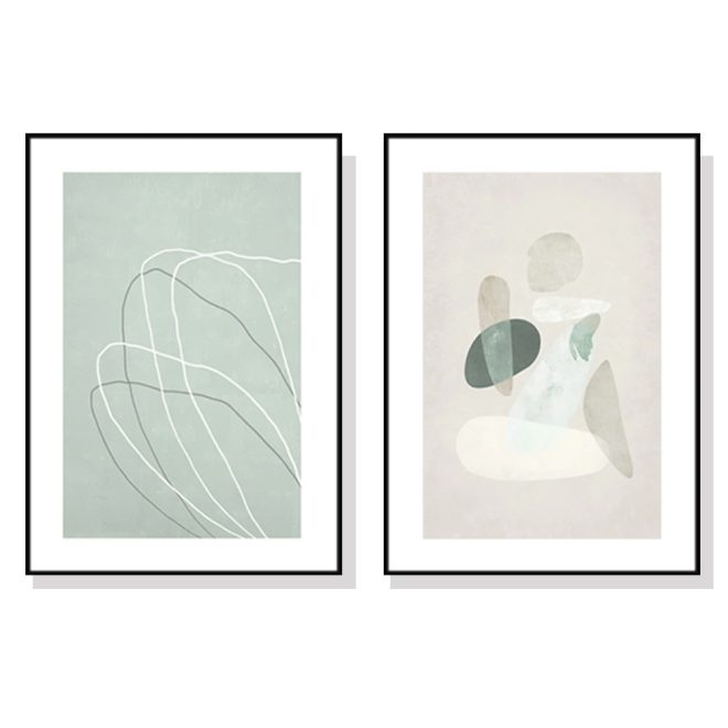 Abstract body and lines 2 Sets Black Frame Canvas Wall Art – 50×70 cm