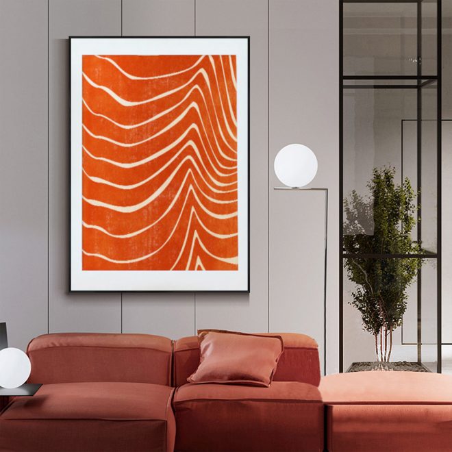 Abstract Orange Black Frame Canvas Wall Art – 50×70 cm
