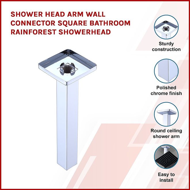 Shower Head Arm Wall Connector Bathroom Rainforest ShowerHead – Square