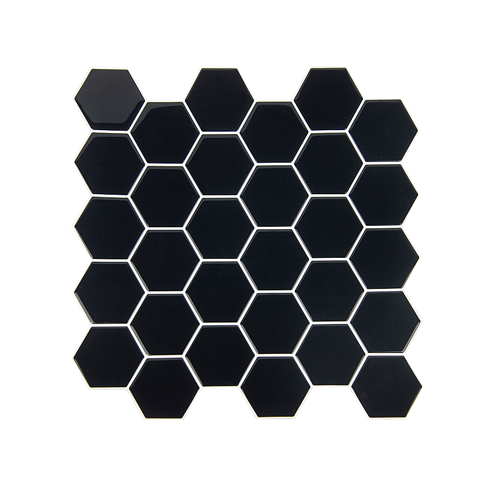 Tiles 3D Peel and Stick Wall Tile 10 sheets – 300 x 300 mm, Hexagonal Mosaic Black