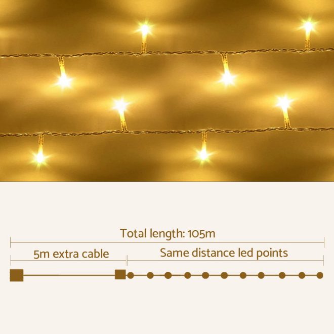 Jingle Jollys Christmas String Lights 500LED – 100M, Warm White