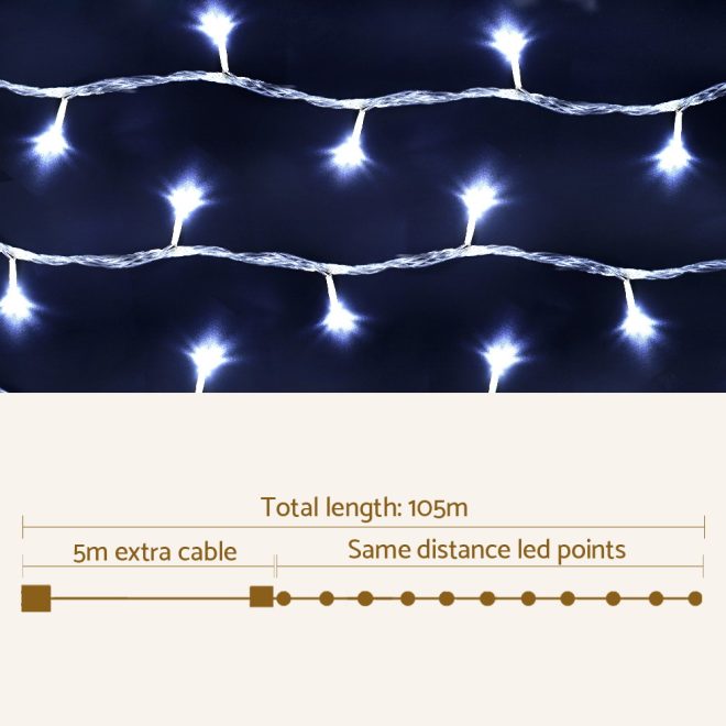 Jingle Jollys Christmas String Lights 500LED – 100M, White