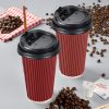 50 Pcs 16oz Disposable Takeaway Coffee Paper Cups Triple Wall Take Away w Lids