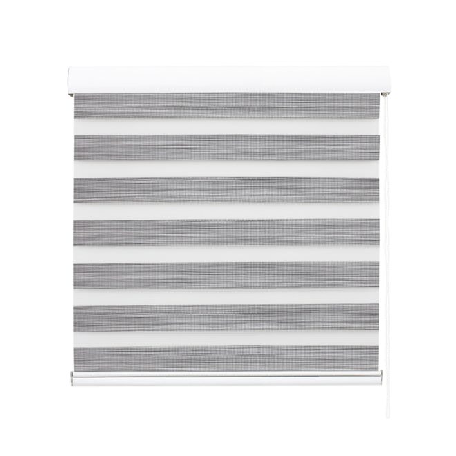 Blackout Zebra Roller Blind Curtains Double Window Sunshade 210×210 Grey