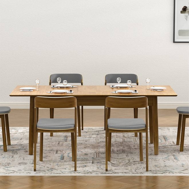 Dining Table 1.6-2M Extendable Rubber Wood Frame Rectangle 8-10 Seater