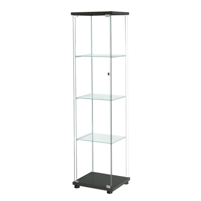 Display Storage Cabinet Glass Lockable 164cm with 4 Tier Shelves Floor