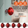 16 Pcs Red Crystal Knobs Diamond 30mm Diameter Door Cabinet Handle