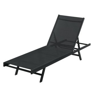 Sun Lounge Outdoor Lounger Steel Beach Chair Patio Furniture Black