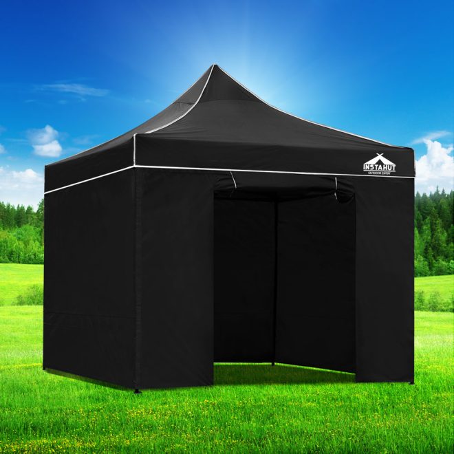 Gazebo Pop Up Marquee Folding Wedding Tent Gazebos Shade – 3×3 m, Black