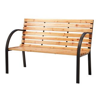 Outdoor Garden Bench Seat 120cm Wooden Steel 2 Seater Patio Furniture Natural
