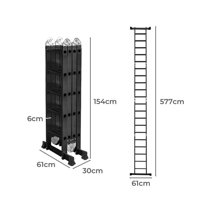 Multi Purpose Ladder Aluminium Folding Platform Extension Step 5.7M