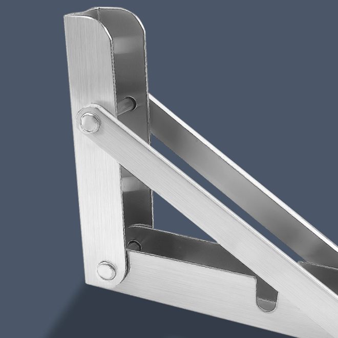 2Pcs 16″ Folding Table Bracket Stainless Steel Triangle 150KG Wall Shelf Bench