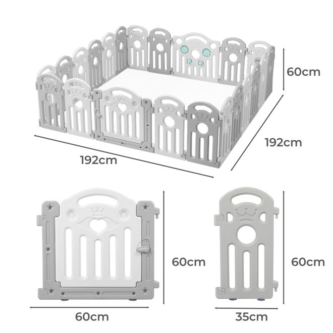 Kids Playpen Baby Safety Gate Toddler Fence Child Play Game Toy 22 Grey