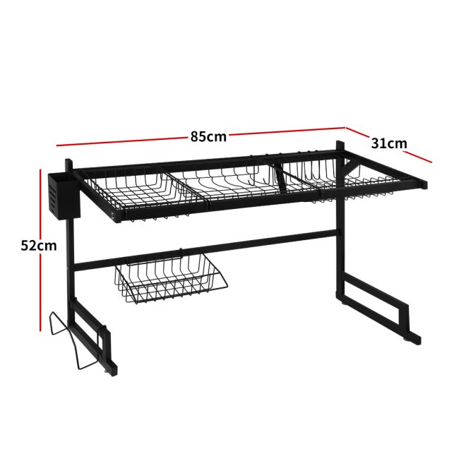 Dish Drying Rack Over Sink Stainless Steel Black Dish Drainer Organizer 2 Tier