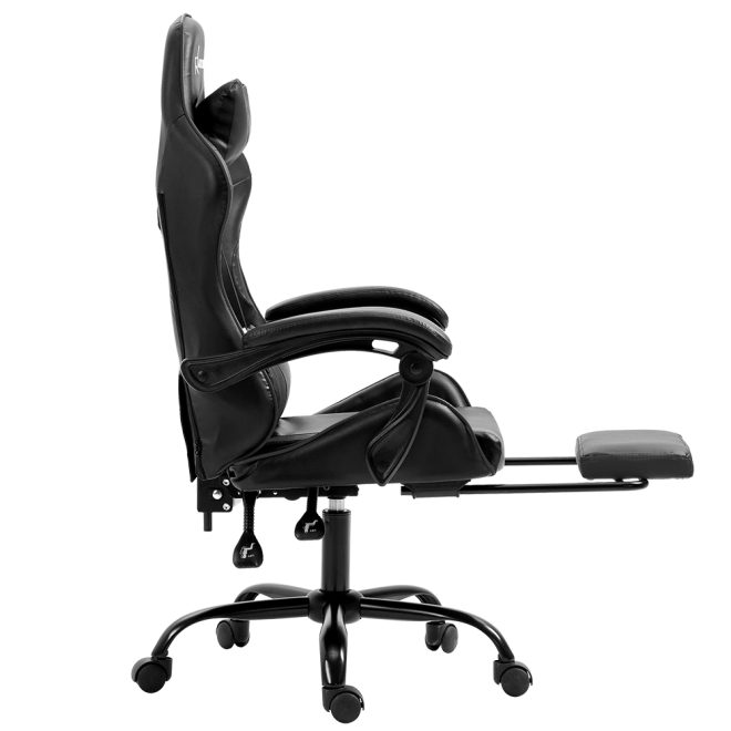 Gaming Office Chair Executive Computer Leather Chairs Footrest Grey