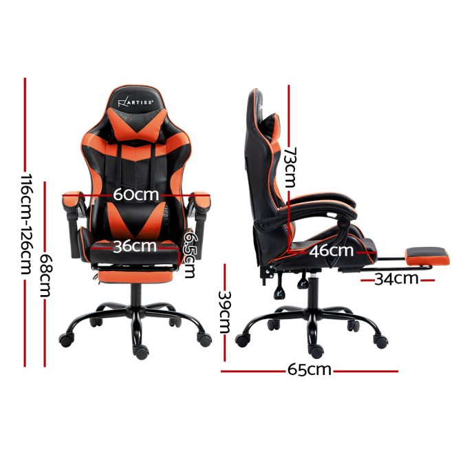 Gaming Office Chair Executive Computer Leather Chairs Footrest Orange