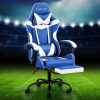 Gaming Office Chair Executive Computer Leather Chairs Footrest Blue White