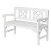 Wooden Garden Bench Patio Furniture Timber Outdoor Lounge Chair – White, 2 Seater